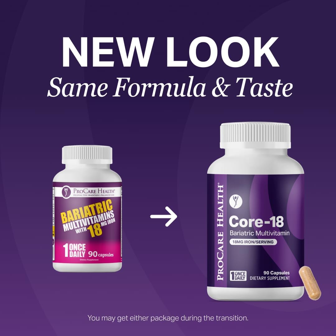 ProCare Health Multivitamínico Bariátrico con 18 mg de Hierro (3 Meses) – Cápsulas Fáciles de Tragar