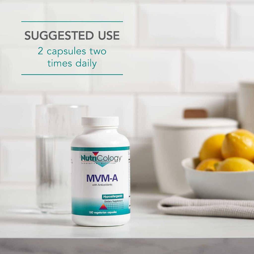 Nutricology MVM-A - Multivitamínico Completo con Minerales - Vitaminas B Activas, Folato, Hierro y Más - 180 Cápsulas