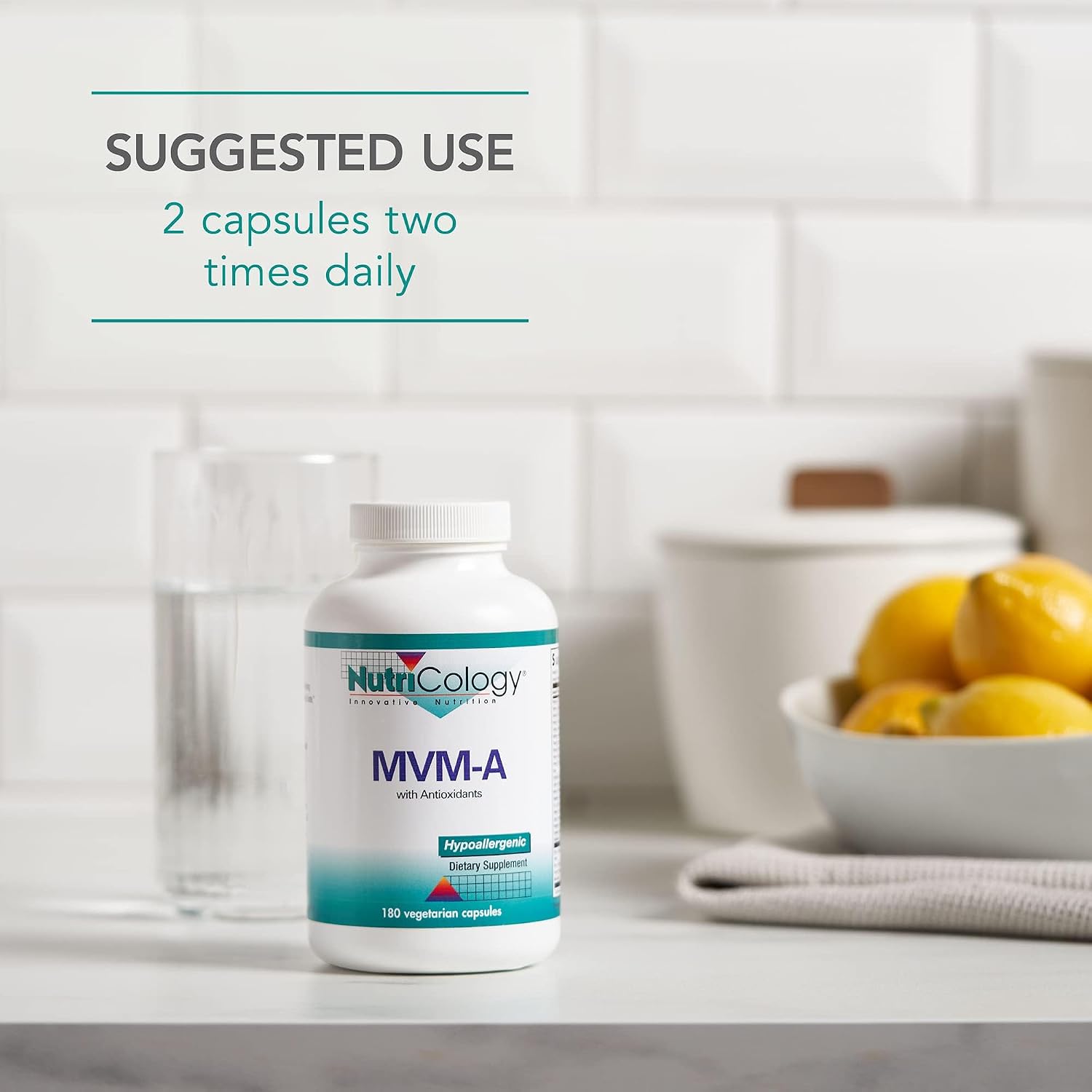 Nutricology MVM-A - Multivitamínico Completo con Minerales - Vitaminas B Activas, Folato, Hierro y Más - 180 Cápsulas