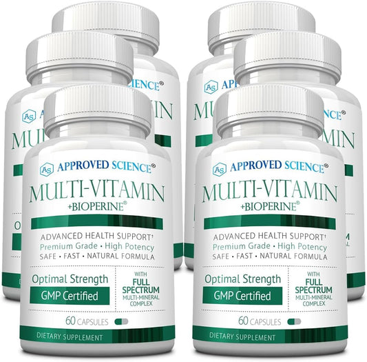 Approved Science Multi-Vitamin - Multivitamínico Completo con Vitaminas B, Té Verde, Luteína, Licopeno, Zeaxantina, BioPerina - 360 Cápsulas