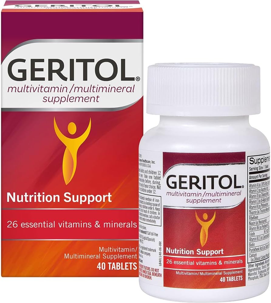 Geritol Multivitamin - Nutritional Support with 26 Essential Vitamins and Minerals, 40 Tablets (2-Pack)