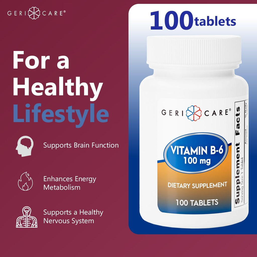 GeriCare Vitamina B-6 100mg, 100 Comprimidos