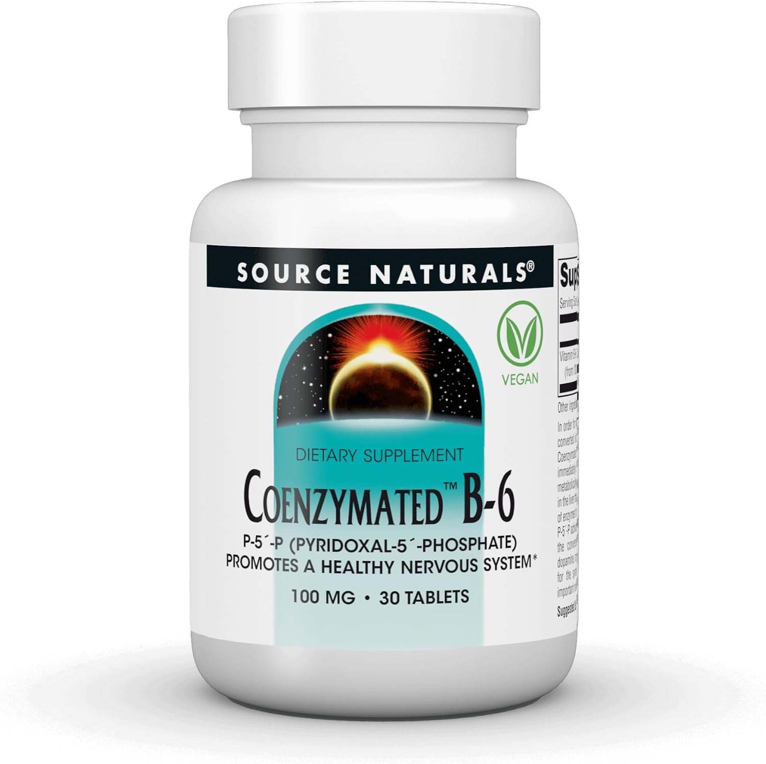 Source Naturals Coenzymated B-6 – Piridoxal Fosfato (P-5'-P) 100 mg, 60 Comprimidos