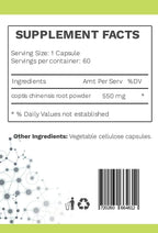 Coptis Chinensis (Huang Lian) 550 mg - Suplemento de Goldthread Puro