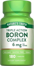 Nature's Truth Complejo de Boro Triple Acción, 6 mg, 180 Comprimidos Veganos