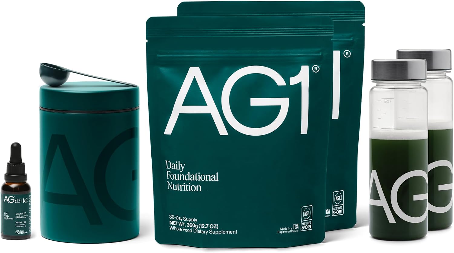 AG1 Greens Powder – Suplemento Multivitamínico, Probiótico y Superfood (Family Value Kit)
