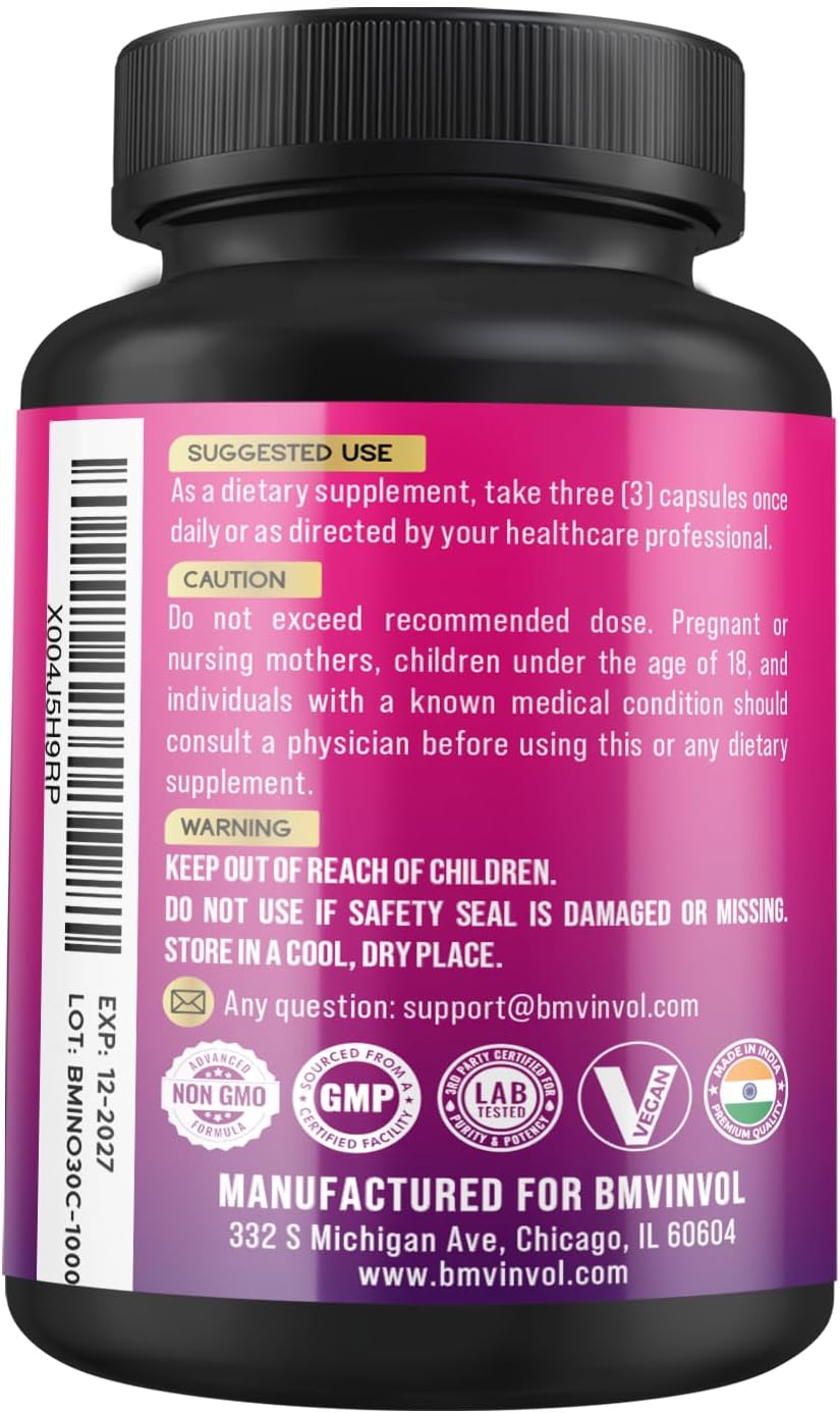 BMVINVOL Inositol Supplement - Myo-Inositol and D-Chiro Inositol Ideal 40:1 Ratio - Plus Berberine, Cinnamon, Ashwagandha + 5 More - 30 Capsules