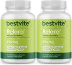 BESTVITE Relora 250mg sin Rellenos - 240 Cápsulas Vegetarianas (2x120)