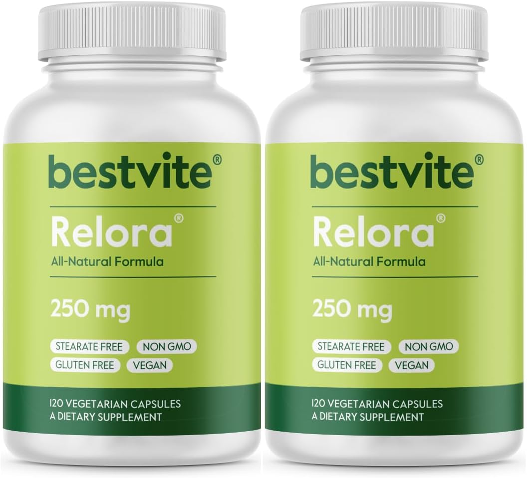 BESTVITE Relora 250mg sin Rellenos - 240 Cápsulas Vegetarianas (2x120)