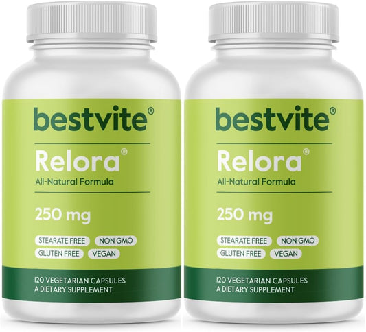 BESTVITE Relora 250mg sin Rellenos - 240 Cápsulas Vegetarianas (2x120)