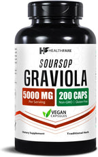 Healthfare Graviola Soursop Extracto 5000mg | Annona Muricata | 200 Cápsulas Veganas