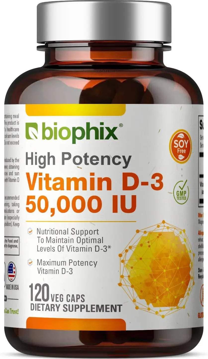 biophix Vitamina D3 10000 UI Alta Potencia - 120 Cápsulas Blandas - Non-GMO Sin Soja