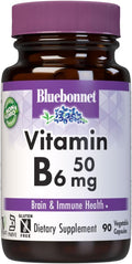 Bluebonnet Nutrition Vitamina B6 50mg - 90 Cápsulas Vegetales