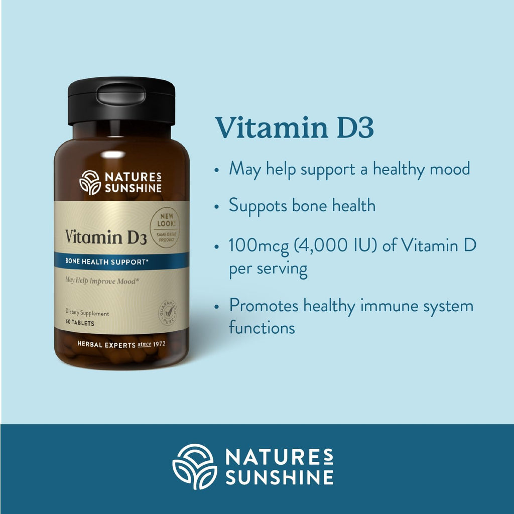 Nature's Sunshine Vitamina D3, 180 Comprimidos