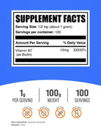 Biotina 10000mcg en polvo - Vitamina B7 - BulkSupplements.com