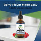 Pure Mountain Botanicals Vitamina B12 1000 mcg Gotas Líquidas Sabor Bayas
