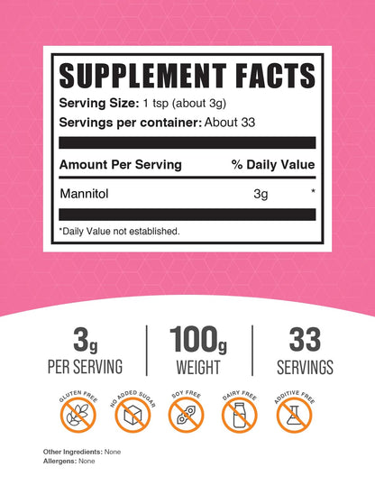 Mannitol en Polvo - Edulcorante Natural, Sustituto del Azúcar, Sin Gluten, 100g – Image 2
