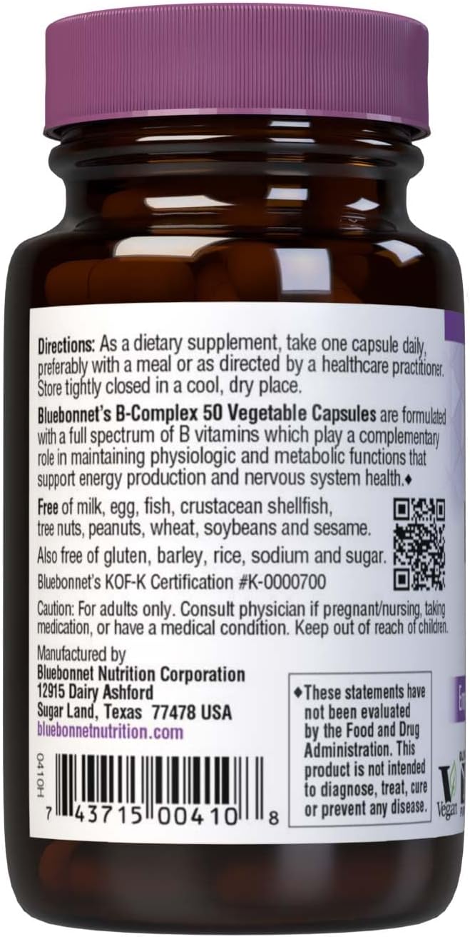 Bluebonnet Nutrition B Complex - 50 Cápsulas Vegetales
