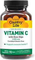 Country Life Vitamina C 1000 mg con Escaramujo – Liberación Prolongada – 90 Comprimidos