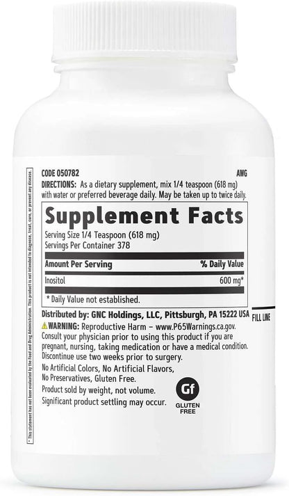 GNC Inositol en polvo 600mg, Desempeña un papel crítico en la función y crecimiento celular, 378 dosis – Image 2