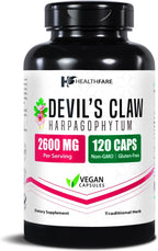 Healthfare Garra del Diablo Raíz | 2600mg Suplemento Herbal | 120 Cápsulas Veganas | Extracto Concentrado para Apoyo Articular
