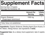 Organic Shatavari 1500mg, 45 Porciones, Vegetariano, Sin Gluten, 90 Comprimidos Vegetarianos