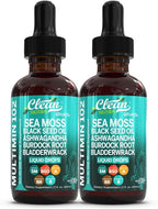 Clean Nutra Organic Sea Moss Drops - Multimineral Líquido con Ashwagandha y Aceite de Nigella