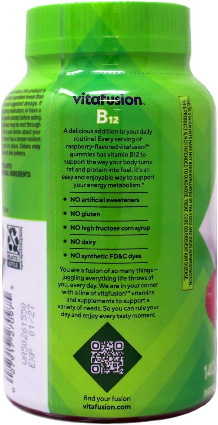 Vitafusion B-12 1000 mcg, 3 Paquetes (140 Comprimidos)