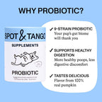 Probioticos para perros - Spot & Tango - Calabaza, Curcuma, Raiz de Achicoria, Pimienta Negra, Mezcla de 9 Cepas - 56 Masticables