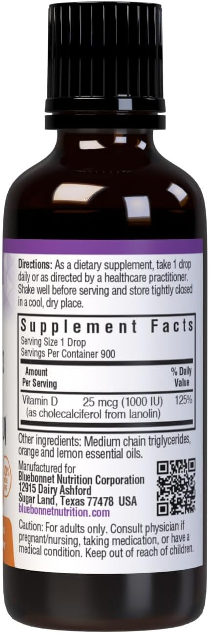 BlueBonnet Vitamina D3 1000 UI Líquido - Sabor Cítrico - 30 ml