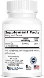 Bio-Tech Pharmacal Vitamin D3 (1000 IU), 250 Capsules