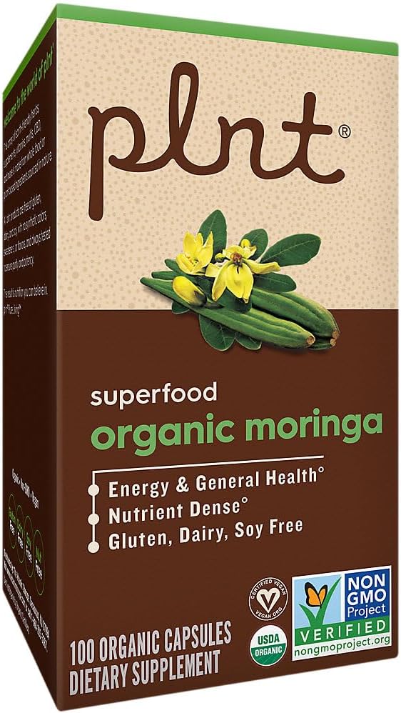 Moringa Orgánica – Superalimento para Apoyo Energético, 1,000 mg (100 Cápsulas)