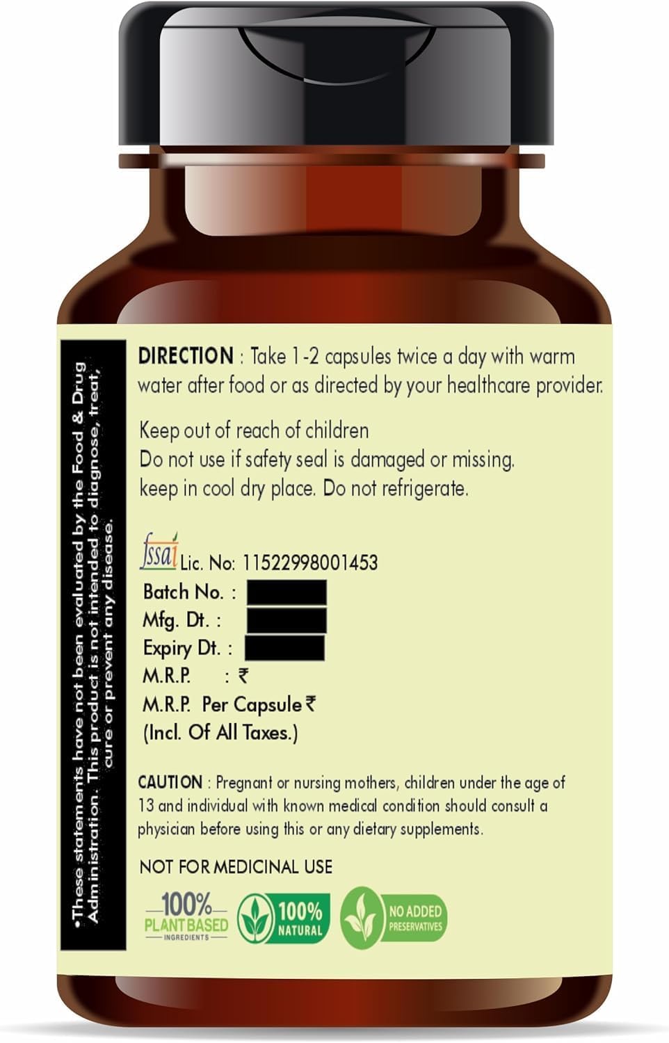 Extracto de Papaya 500mg - 60 Cápsulas Vegetarianas | Carica Papaya | 100% Natural | Vegano | Sin Gluten