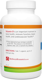 Wellness Resources Vitamin D 1000 IU - Soy-Free Vitamin D3 (180 Vegetable Capsules)