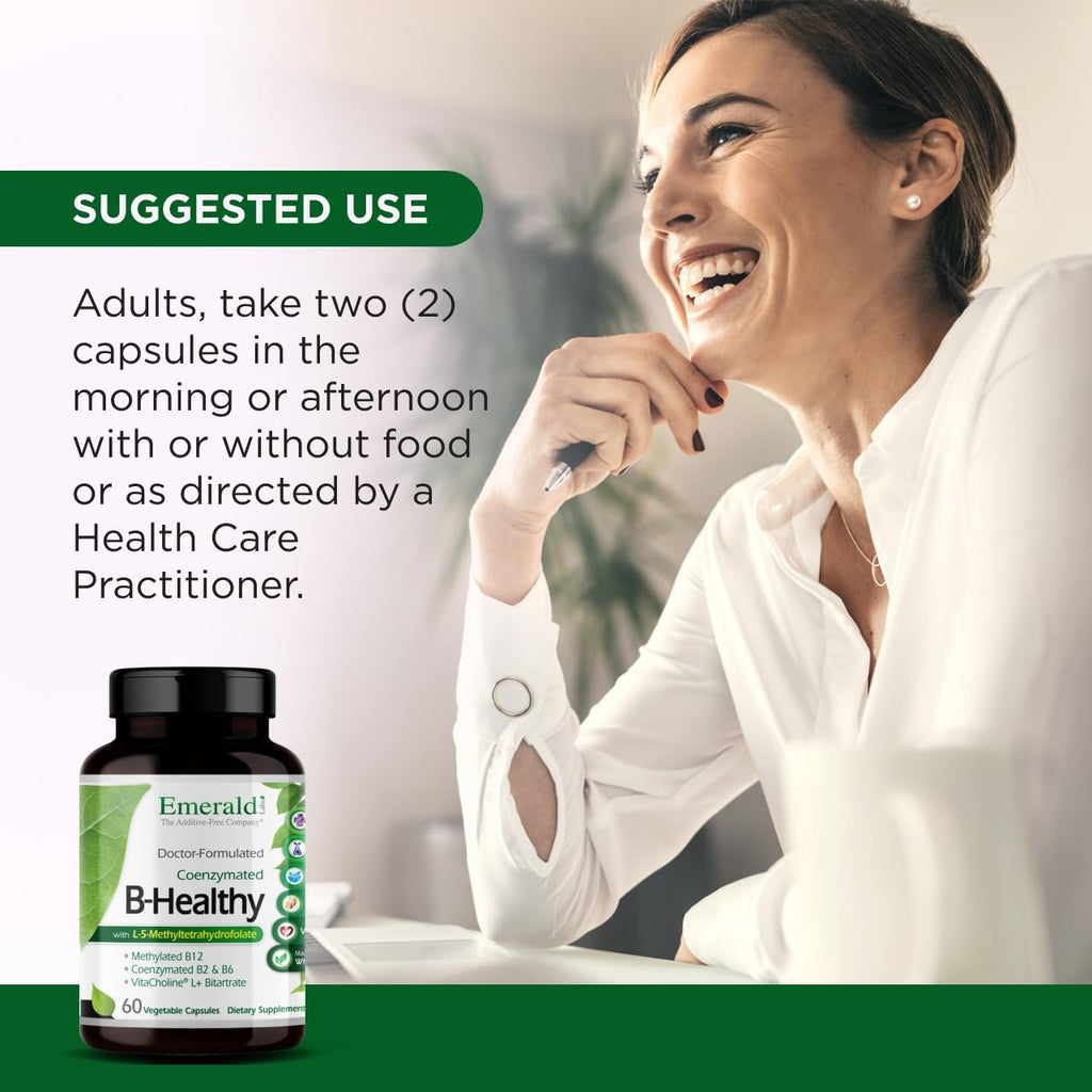 EMERALD LABS B-Healthy - Complejo B Vegano con Ácido Fólico Metilado - 60 Cápsulas