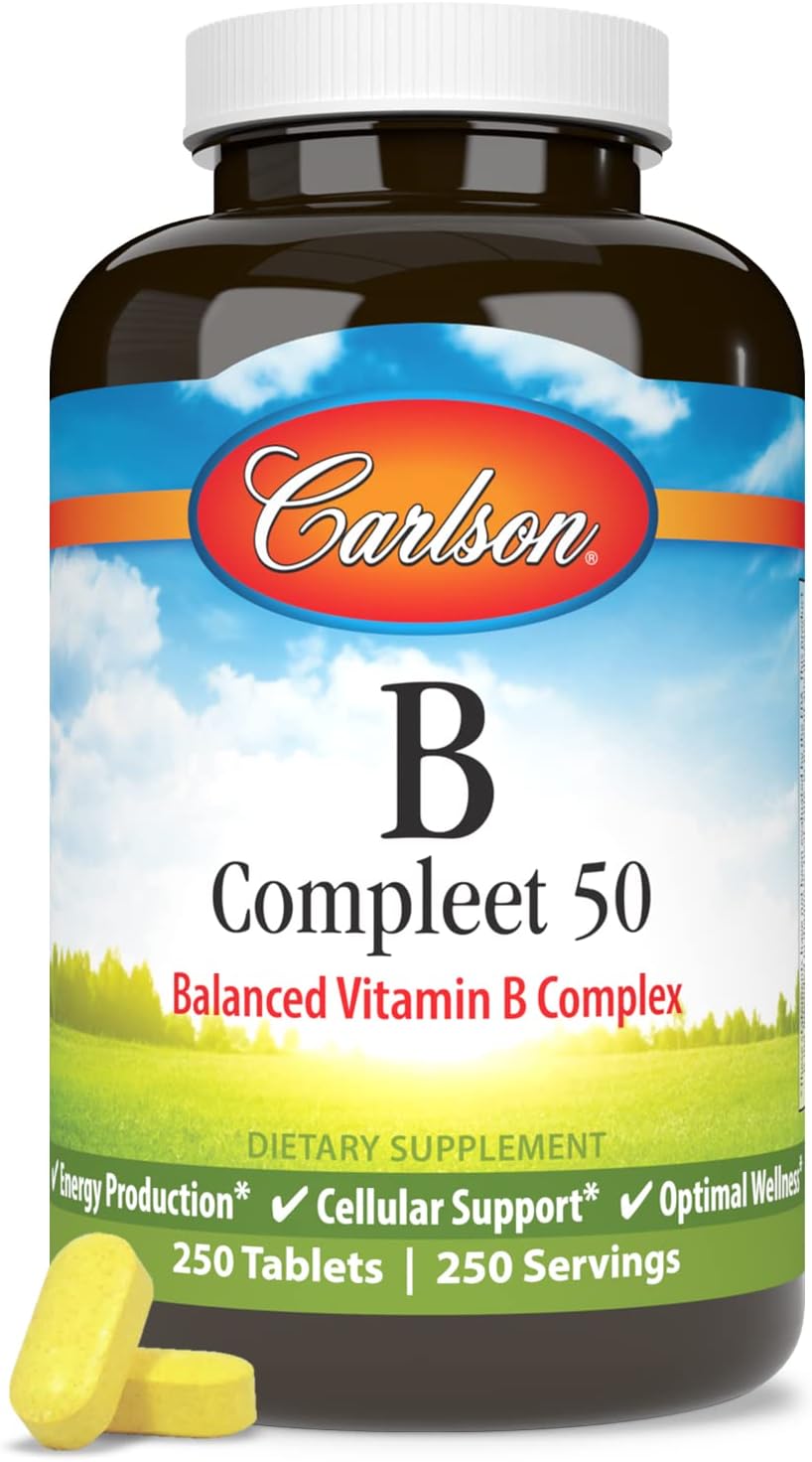 Carlson - B-Compleet 50, Balanced B Complex, 250 Tablets