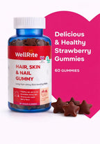Wellrite Gominolas de Vitaminas para Cabello, Piel y Uñas, 60 unidades, Sabor Fresa, Vegano, Sin Gelatina, Sin Gluten, Sin Frutos Secos