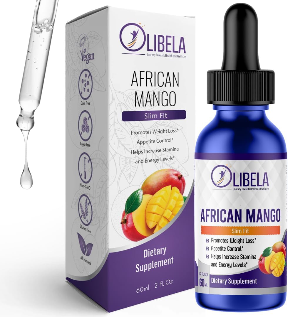 OLIBELA African Mango Gotas - Complejo Herbal 11-en-1 con Irvingia Gabonensis, L-Carnitina, Maca y Aminoácidos - Apoyo Metabólico - 60 ml