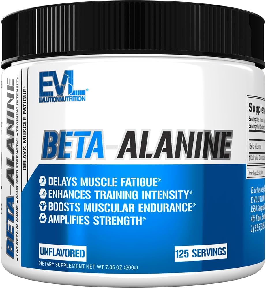 Evlution Nutrition Beta-Alanina Pura en Polvo - 125 Raciones (1.6g por Ración) Sin Sabor