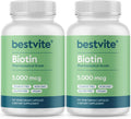 BESTVITE Biotina 5000mcg (240 Cápsulas Vegetales) - Sin Estearatos - Vegano - Sin Gluten - Cabello, Piel y Uñas