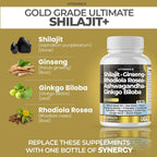 Vitamax Pure Himalayan Shilajit con Sea Moss, Ashwagandha, Bladderwrack y Ginkgo Biloba - Cápsulas Veganas