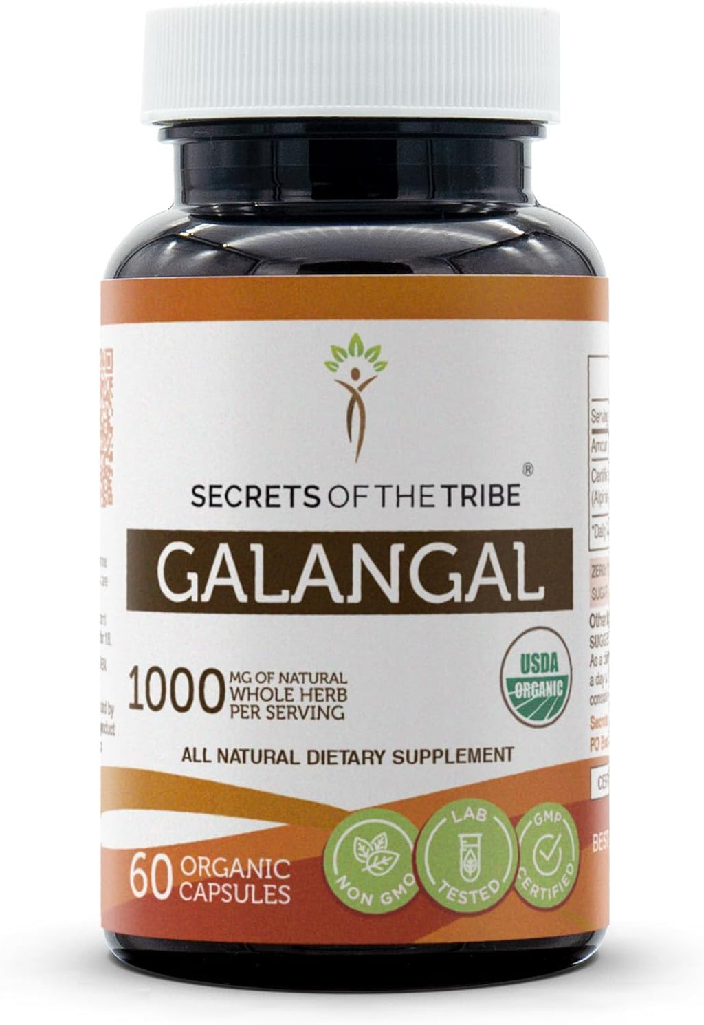 Secrets of the Tribe Galangal Ecológico USDA | Cápsulas Vegetales de Raíz de Galanga (Alpinia Galangal) Orgánica (120 Cápsulas)