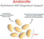 Optimox Androvite para Hombres - Suplemento de Magnesio 500mg, Multimineral y Multivitamínico con Vitamina C, Vitamina D3, Sin Calcio - 180 Comprimidos