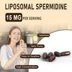 Suplemento de Espermidina 15 mg con Zinc y Tiamina - 60 Cápsulas Blandas - Fórmula Liposomal para Máxima Absorción - Sohahila