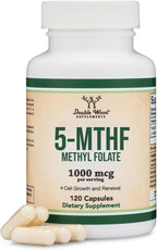 Double Wood Metilfolato 1.000 mcg, 120 Cápsulas - Metilfolato Activo (No OGM, Vegano)