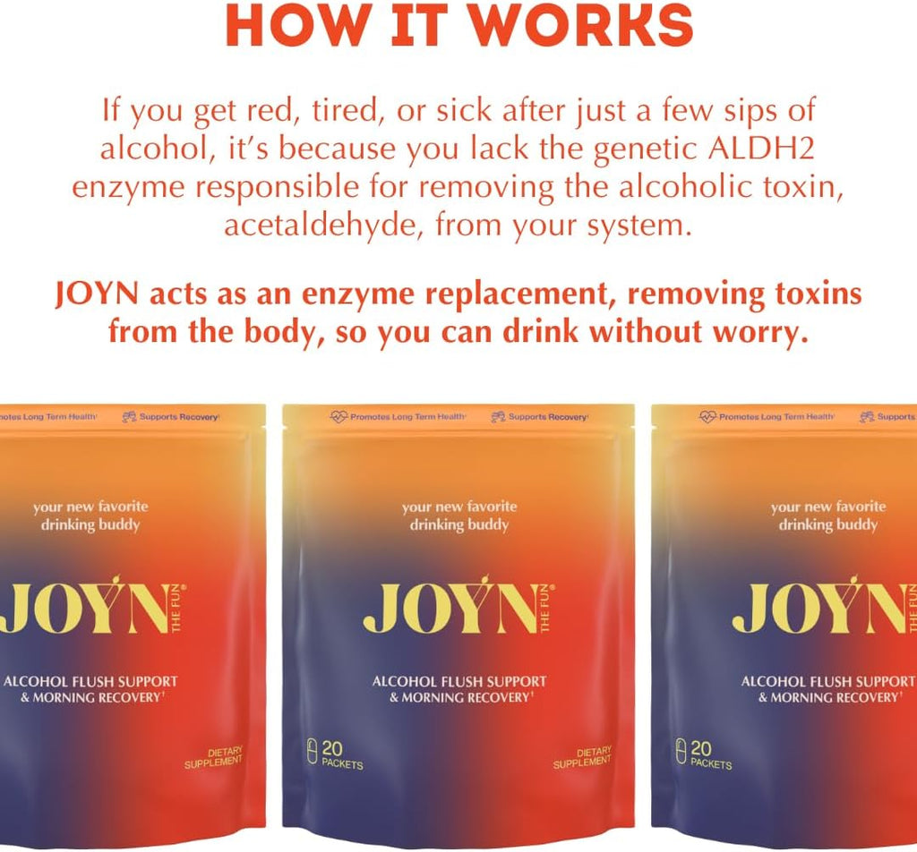 JOYN Supplement Value Pack: Alcohol Flush & Asian Glow Relief, Morning Recovery, Liver Support | con NAC, DHM, Cardo Mariano, Glutatión, B12 | 20 sobres