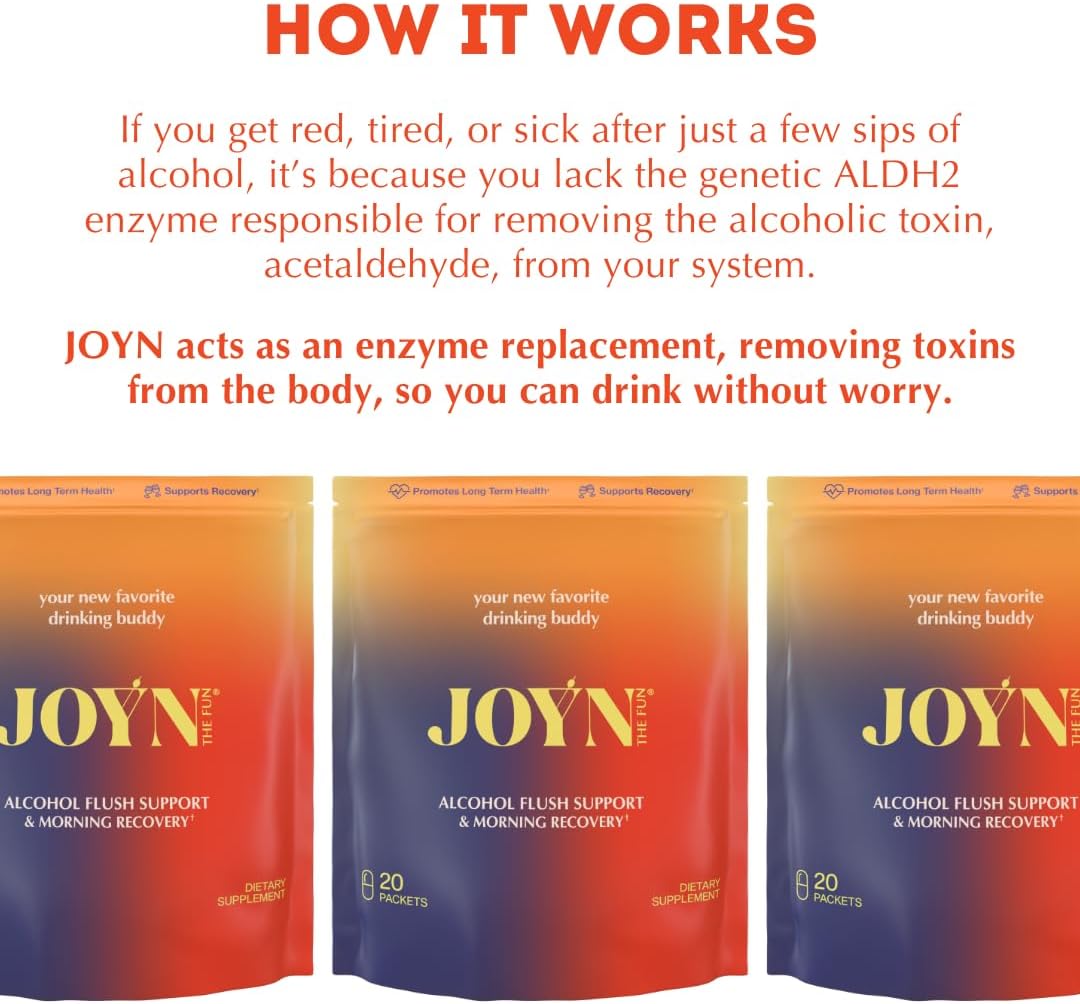 JOYN Supplement Value Pack: Alcohol Flush & Asian Glow Relief, Morning Recovery, Liver Support | con NAC, DHM, Cardo Mariano, Glutatión, B12 | 20 sobres