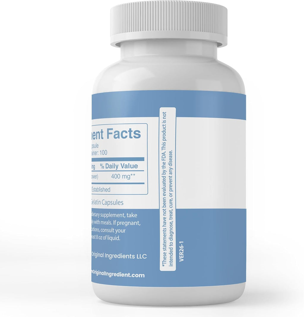 PURE ORIGINAL INGREDIENTS Extracto de Lúpulo, 100 Cápsulas, Siempre Puro, Sin Aditivos ni Rellenos, Verificado en Laboratorio