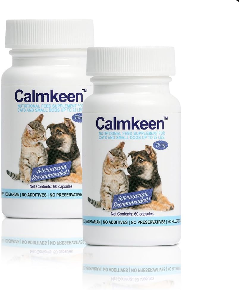 Calmkeen 75 mg Cápsulas de Apoyo al Comportamiento para Perros Pequeños y Gatos hasta 10 kg - 120 unidades
