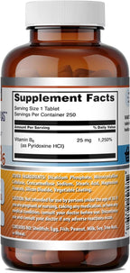 Amazing Formulas Vitamina B6 (Piridoxina) 25 mg, 250 Comprimidos